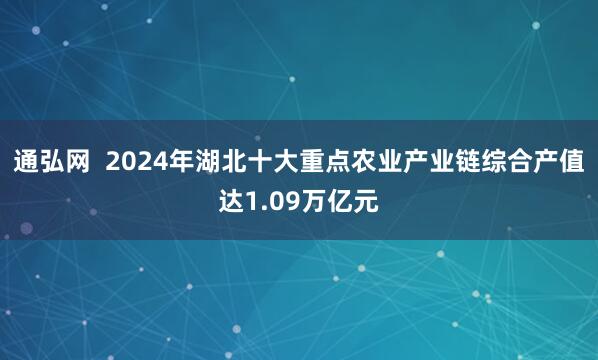 通弘网  2024年湖北十大重点农业产业链综合产值达1.09万亿元